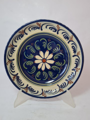 Тарелка декоративная Lehmann  Soufflernheim, керамика в темно-синих тонах, ручная роспись, 24,5 x 4,5 см, Германия, 1960-70гг.