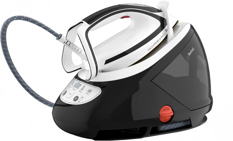 Tefal Tefal Dampfbugelstation Tefal GV9550 Pro Express Ultimate, 1900 ml Wassertank, Dampfstoss: 520 g/Min., Dauerdampfmenge: 120 g/Min., Antikalk-Kollektor Паровая гладильна станция Tefal Tefal GV9550 Pro Express Ultimate, резервуар для воды 1900 мл, па