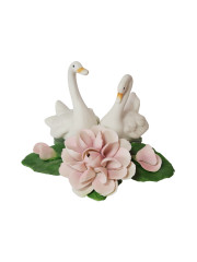 Фигурка винтажная Capodimonte "Два лебедя с цветком", бисквитный фарфор, 17 х 16 см, Италия, 1960-70гг.