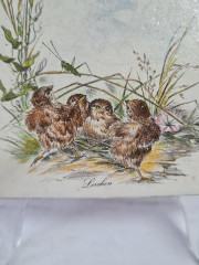 Панно винтажное Wlo с изображением птиц / Х. Арнот, керамика, 10 x 10 см, Германия, 1960-70гг.