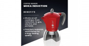 Bialetti Bialetti Moka Induction, Espressomaschine rot/silber, 6 Tassen  rot, silber Bialetti Moka Induction, эспрессо-машина красный/серебристый, 6 чашек