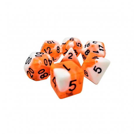 dice4friends 7-tlg. RPG Wurfelset: Racing Orange\/White 7 шт. Набор игральных костей RPG: Racing Orange/White
