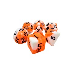 dice4friends 7-tlg. RPG Wurfelset: Racing Orange\/White 7 шт. Набор игральных костей RPG: Racing Orange/White