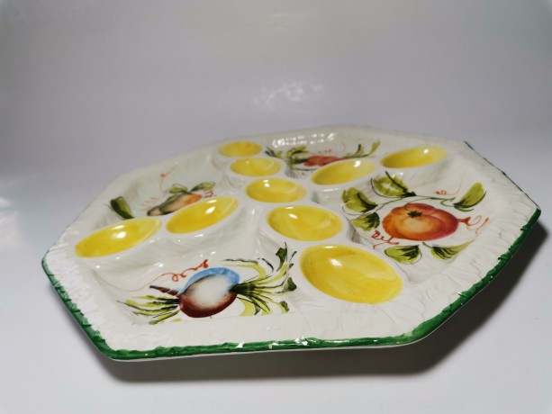 Italian Cermaic, Керамическое блюдо для яиц с яркой ручной росписью, Италия 1960-65гг.