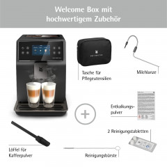 WMF WMF Kaffeevollautomat, 15 Getrankespezialitaten, Double Thermoblock, Edelstahl-Mahlwerk  Полностью автоматическая кофемашина WMF, 15 видов напитков, двойной термоблок, кофемолка из нержавеющей стали.