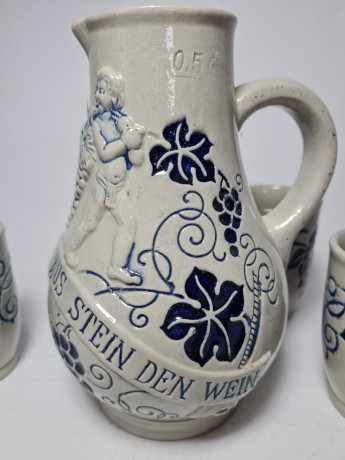 AG Wick Werke Набор для вина Кувшин 500 мл и 3 стакана, керамика, Германия, 1960-70гг.