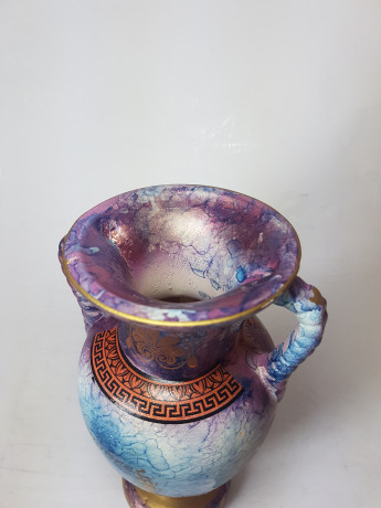 Керамическая ваза в греческом стиле с двумя ручками  "Родес", 18,5 x 12 см, Греция, 1970-80гг.