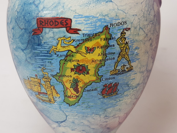 Керамическая ваза в греческом стиле с двумя ручками  "Родес", 18,5 x 12 см, Греция, 1970-80гг.