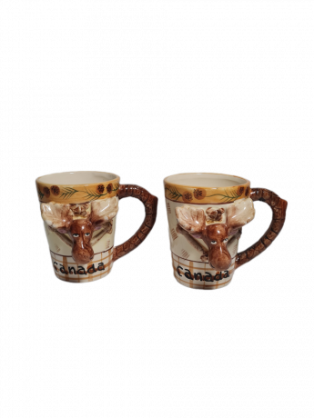 Кружка винтажная Amadeus Canada с головой лося, 2 шт., керамика, 13 см, Канада, 1980-90гг.