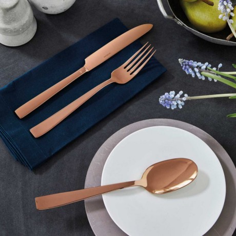 Sambonet Sambonet Flat - Edelstahl / PVD Kupfer Besteckset 24-tlg. Vollheft / Monoblock Набор столовых приборов Sambonet Flat из нержавеющей стали / меди с PVD-покрытием, 24 предм. Полный буклет/моноблок