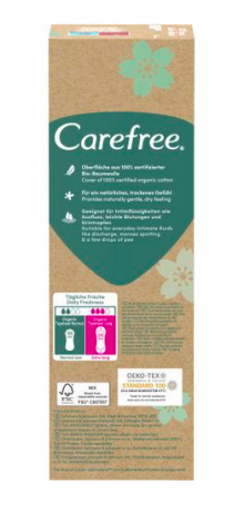 Carefree Slipeinlagen Organic Cotton Long 24 St, Карефри Ежедневные прокладки из органического хлопка Long 24шт, 5 упаковок (120 штук)