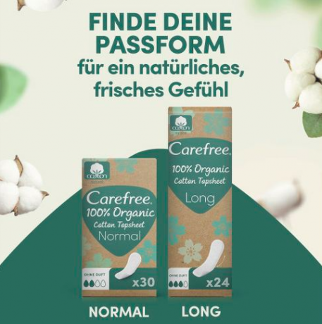 Carefree Slipeinlagen Organic Cotton Long 24 St, Карефри Ежедневные прокладки из органического хлопка Long 24шт, 5 упаковок (120 штук)