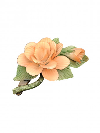 Статуэтка винтажная Capodimonte "Оранжевый цветок с листьями", фарфор, 15 х 6 см, Италия, 1960-70гг.