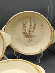 Тарелки сервировочные винтажные CCF France / Коллекция "Ботаника" с ручками, керамика, 3 шт., 20 см, Франция, 1970-80гг.