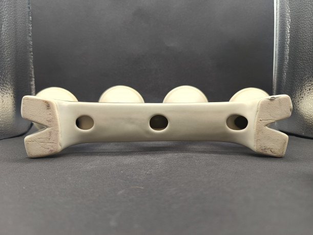 Подсвечник винтажный Hohr Keramik на 4 свечи, бежевый кракелюр с позолотой, фарфор, 37 х 14.5 см, Германия, 1960-70гг.