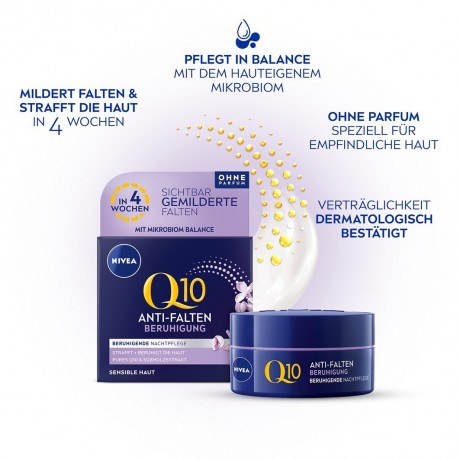 Nivea Q10 Power Anti-Falten + Beruhigung Nachtpflege Sensitiv  Q10 Power против морщин + успокаивающий ночной уход для чувствительной кожи