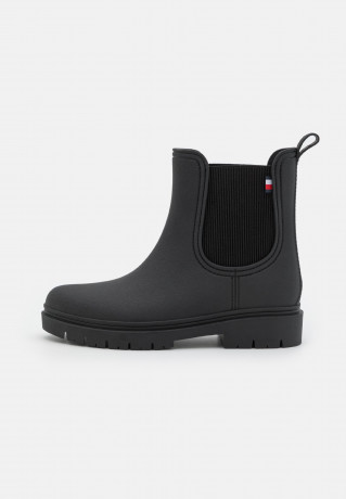 Tommy Hilfiger MATT ANKLE RAINBOOT WITH ELASTIC Wellies black МАТОВЫЕ ДОЖДЕВЫЕ БОТИНКИ С ЭЛАСТИЧКОМ Резиновые сапоги черный
