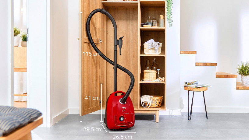 BOSCH BOSCH Bodenstaubsauger BGD38RD1H, 600 W, mit Beutel, aus 30% recyceltem Kunststoff  Канистровый пылесос BOSCH BGD38RD1H, 600 Вт, с мешком, на 30 % изготовлен из переработанного пластика.