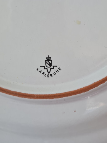 Блюдо винтажное Karlsruhe, светло-серый фарфор с красочным цветочным рисунком и волнообразным краем, 28 x 5,5 см, Германия, 1960-70гг.