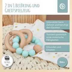 bieco Greifling Holz Natur mit Silikon Kugeln Baby Beissring 7cm Greifring 0 M Beissringe Клатча из натурального дерева с силиконовыми шариками Детское прорезыватель для зубов 7см Захватывающее кольцо 0 М Прорезыватель для зубов