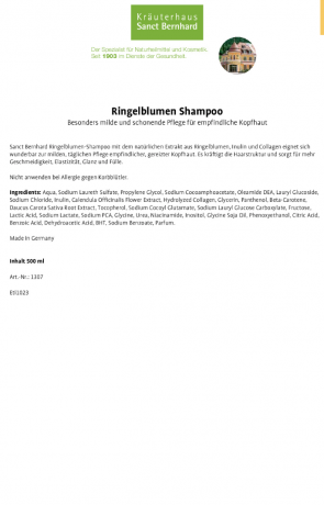 Krauterhaus Sanct Bernhardt Ringelblumen-Shampoo, Шампунь с календулой 500 мл