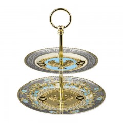 Rosenthal meets Versace Rosenthal Versace Prestige Gala Le Bleu Etagere klein 2-tlg. 18-22 cm Подставка для тортов Rosenthal Versace Prestige Gala Le Bleu малая 2 шт. 18-22см