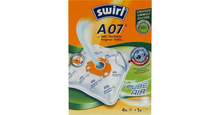 Swirl Swirl Staubsaugerbeutel A07 MicroPor Plus 4 Beutel, 1 Abluftfilter   Вихревые мешки для пылесоса A07 MicroPor Plus 4 мешка, 1 вытяжной фильтр