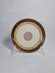 Чайное трио винтажное Winterling Markleuthen Bavaria  в коричнево-желтых тонах с золотым декором, фарфор, Германия, 1960-70гг.