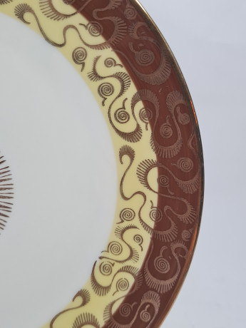 Чайное трио винтажное Winterling Markleuthen Bavaria  в коричнево-желтых тонах с золотым декором, фарфор, Германия, 1960-70гг.