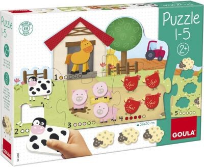 Goula Puzzle 1-5 mit Bauernhoftieren aus Holz Пазл 1-5 с деревянными животными