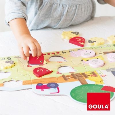 Goula Puzzle 1-5 mit Bauernhoftieren aus Holz Пазл 1-5 с деревянными животными