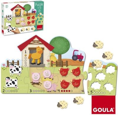 Goula Puzzle 1-5 mit Bauernhoftieren aus Holz Пазл 1-5 с деревянными животными