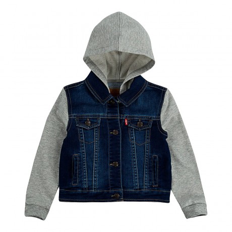 Levis Kids Jeansjacke mit Sweatarmel und Kapuze Джинсовая куртка с спортивными рукавами и капюшоном