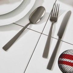 Sambonet Sambonet Flat - Edelstahl / PVD schwarz Besteckset 24-tlg. Vollheft / Monoblock Набор столовых приборов Sambonet Flat из нержавеющей стали / PVD черного цвета, 24 предм. Полный буклет/моноблок