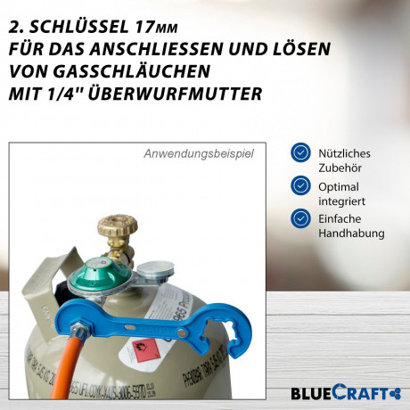 BlueCraft BlueCraft Gaskocher 2-flammig mit Zundsicherung, Gasschlauch 100 cm, Gasregler 50 mbar, mit Propan Gasflasche 11 kg ungefullt-leer 2 in 1 Gasreglerloser  Газовая плита BlueCraft, 2 пламени, с запальным предохранителем, газовый шланг 100 см, газо
