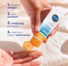 NIVEA SUN Sonnenfluid Gesicht mattierend &amp; hell getönt LSF 50, 50 ml, Матирующий и слегка тонирующий солнцезащитный флюид для лица SPF 50, 50 мл