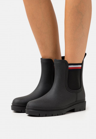 Tommy Hilfiger RAIN BOOT ANKLE ELASTIC Wellies black ДОЖДЕВЫЕ БОТИНКИ С ЭЛАСТИЧНОЙ ЛОДОЧКОЙ Резиновые сапоги черный