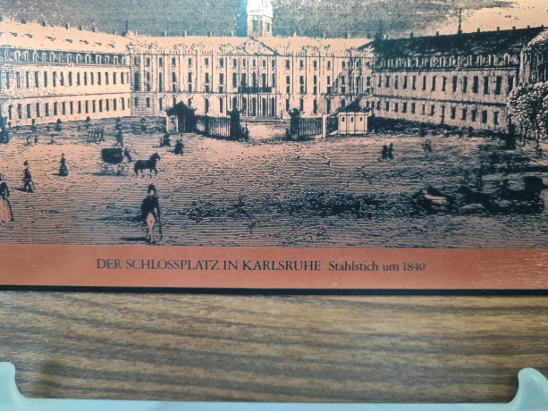 Aitzkunst Гравюра-офорт "Дворцовая площадь в г. Карлсруэ, 1840г.", 22смx25.5см, Германия, 1960-70гг.