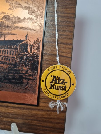 Aitzkunst Гравюра-офорт "Дворцовая площадь в г. Карлсруэ, 1840г.", 22смx25.5см, Германия, 1960-70гг.