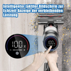 VISTEFLY VISTEFLY Akku-Stielstaubsauger V15 Geeignet zur Reinigung von Tierhaaren, Teppichen und Hartboden, 500,00 W, beutellos, automatische Saugkraftregelung, 60 Minuten Laufzeit, 3 Saugmodi Silber Беспроводной пылесос VISTEFLY V15 Подходит для уборки ш