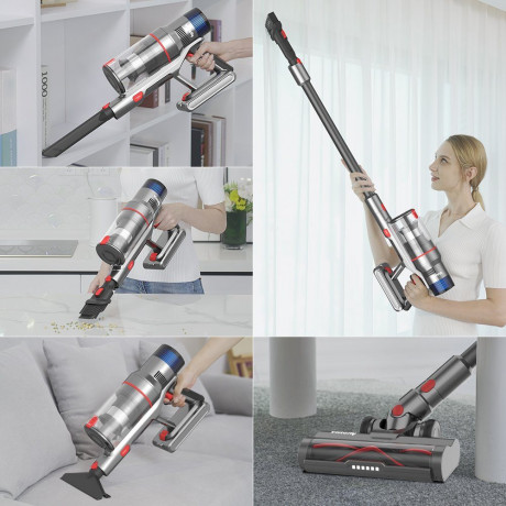 VISTEFLY VISTEFLY Akku-Stielstaubsauger V15 Geeignet zur Reinigung von Tierhaaren, Teppichen und Hartboden, 500,00 W, beutellos, automatische Saugkraftregelung, 60 Minuten Laufzeit, 3 Saugmodi Silber Беспроводной пылесос VISTEFLY V15 Подходит для уборки ш