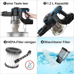 INSE INSE Akku-Hand-und Stielstaubsauger INSE, 250,00 W, akku staubsauger, Akku Staubsauger, Staubsauger, 25KPa, 55 Minuten, 1.2L Blau Беспроводной ручной и стержневой пылесос INSE INSE, 250,00 Вт, беспроводной пылесос, беспроводной пылесос, пылесос, 25 к