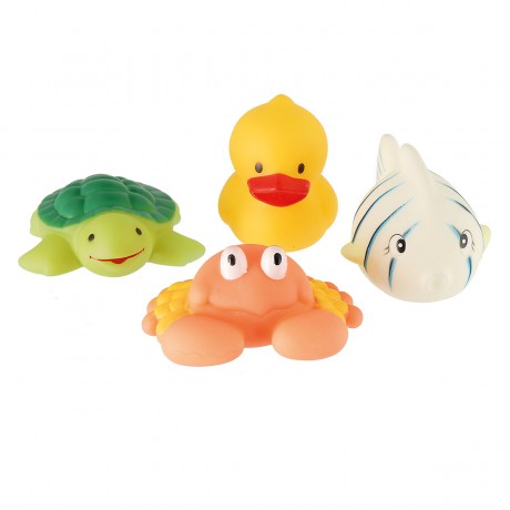 bieco Badespielzeug Baby 4er Set Tiere Wasserspielzeug Badewannenspielzeug Badeente Badespielzeug Игрушки для ванной