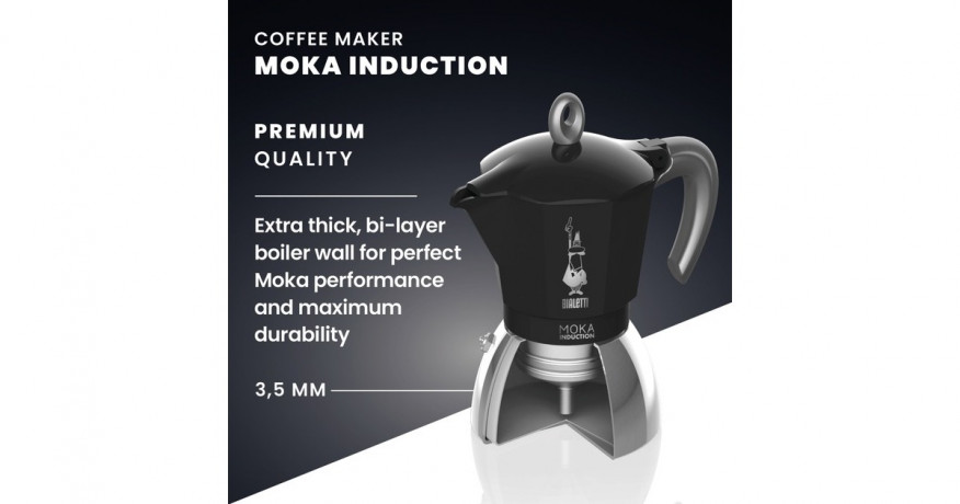 Bialetti Bialetti Moka Induction, Espressomaschine schwarz/silber, 6 Tassen  schwarz, silber Bialetti Moka Induction, кофемашина для эспрессо черный/серебристый, 6 чашек