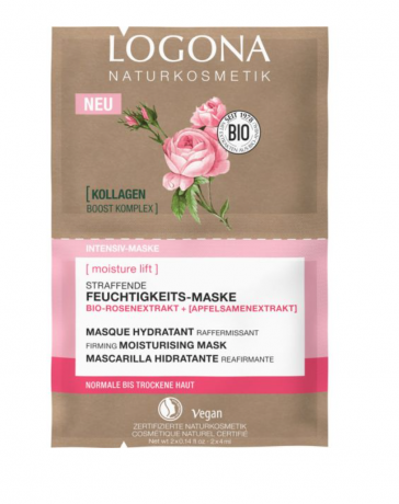 Logona Straffende Feuchtigkeits-Maske Bio-Rosenextrat & Bio-Apfelsamenextrakt Укрепляющая увлажняющая маска Logona с органическим экстрактом розы 8мл