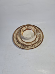 Чайное трио винтажное Mitterteich Bavaria / коллекция Tokio в светло-желтых тонах с золотым декором, фарфор, Германия, 1970-80гг.