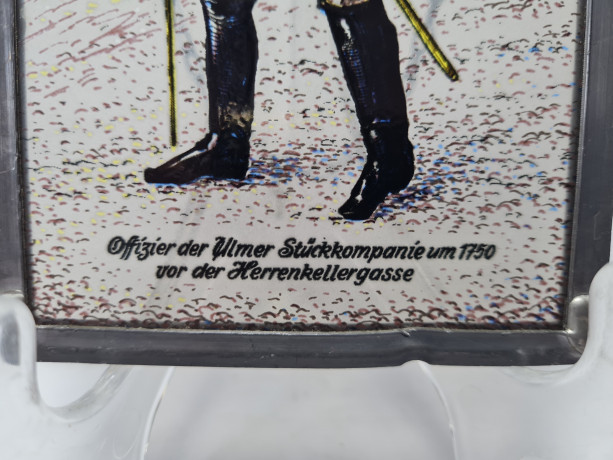 Винтажный витраж "Офицер, 1750 год", стекло, 15,5 см x 9,5 см, Германия, 1960-70гг.