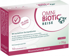 OMNi-BiOTiC Reise 14st x 5g, Пробиотик для кишечника в путешествиях, 5 млрд бактерий, поддержка кишечника и ЖКТ при смене питания, воды и климата, 14 саше х 5г
