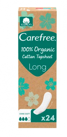 Carefree  Slipeinlagen Organic Cotton Long 24 St, Карефри Ежедневные прокладки из органического хлопка Long 24шт, 25 упаковок (600 штук)