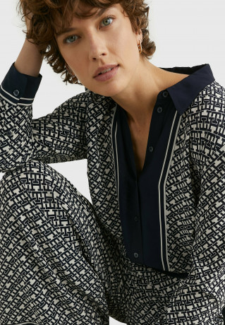 Tommy Hilfiger MONOGRAM RELAXED FIT Button-down blouse monogram prep border MONOGRAM RELAXED FIT Блузка на пуговицах рамка для монограммы